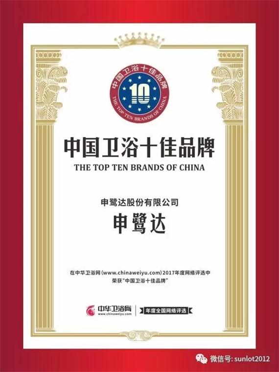 喜報(bào)！恭喜申鷺達(dá)衛(wèi)浴榮獲中國衛(wèi)浴“十佳品牌”